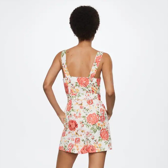 Mango Flower Short Jumpsuit 🌹 • Size Small - Picture 6 of 11